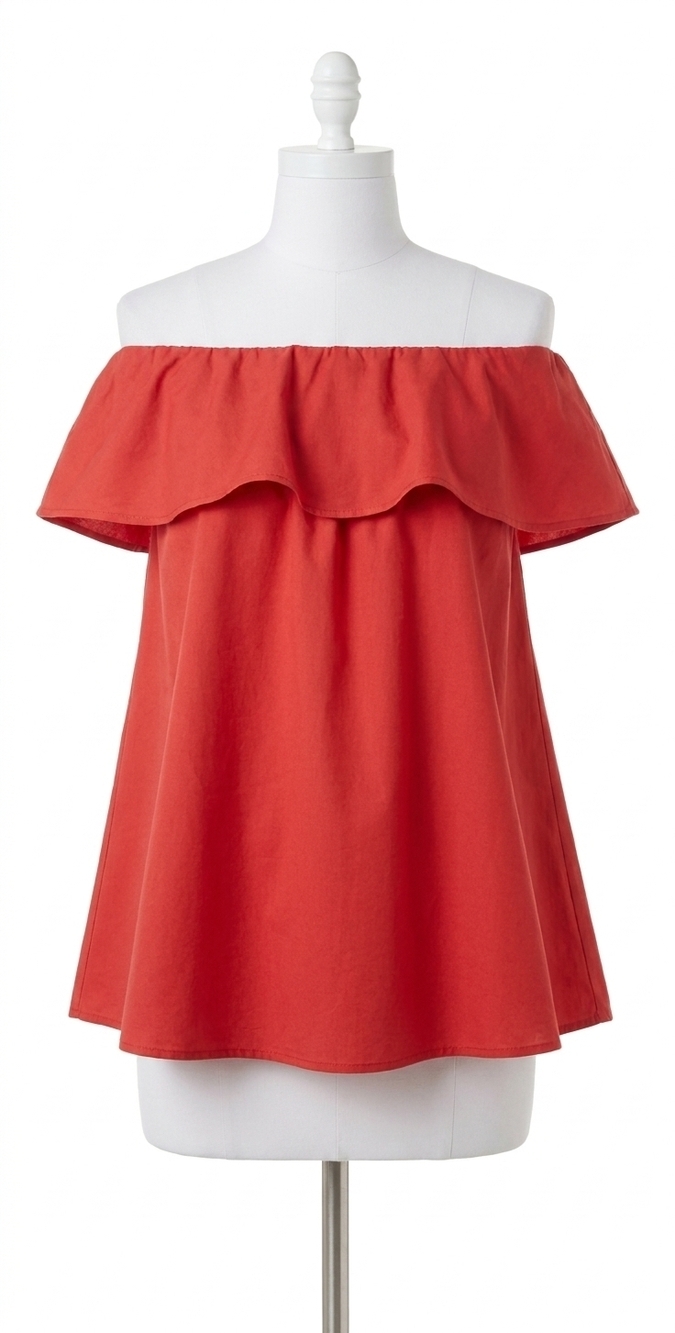 NEW HATCH chloe off shoulder top in poppy red